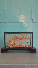Vintage Chinees Kurk Diorama met Kraanvogels, Ophalen of Verzenden
