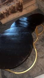 Stijlvolle salontafels – Zwart met goudkleurig onderstel, Ophalen, Gebruikt, 100 tot 150 cm, Modern/luxe