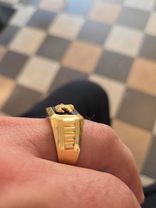 21 karaats geel gouden stijlvol heren ring., Sieraden, Tassen en Uiterlijk, Ringen, Zo goed als nieuw, Heer, 20 of groter, Geel