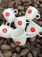 Douwe Egberts 6 hoge cappuccino mokken wit met rood zegel, Verzenden, Minder dan 50 cm