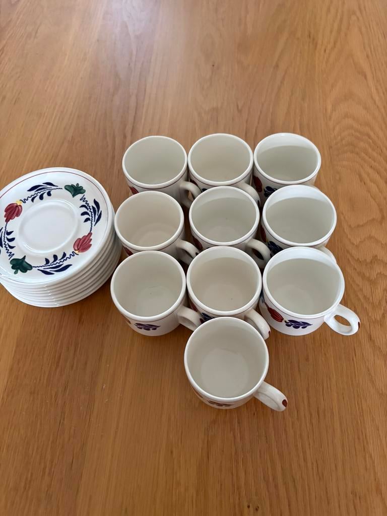 Boerenbont Nova kop en schotels, Huis en Inrichting, Keuken | Servies, Ophalen, Zo goed als nieuw, Kop(pen) en/of Schotel(s), Aardewerk