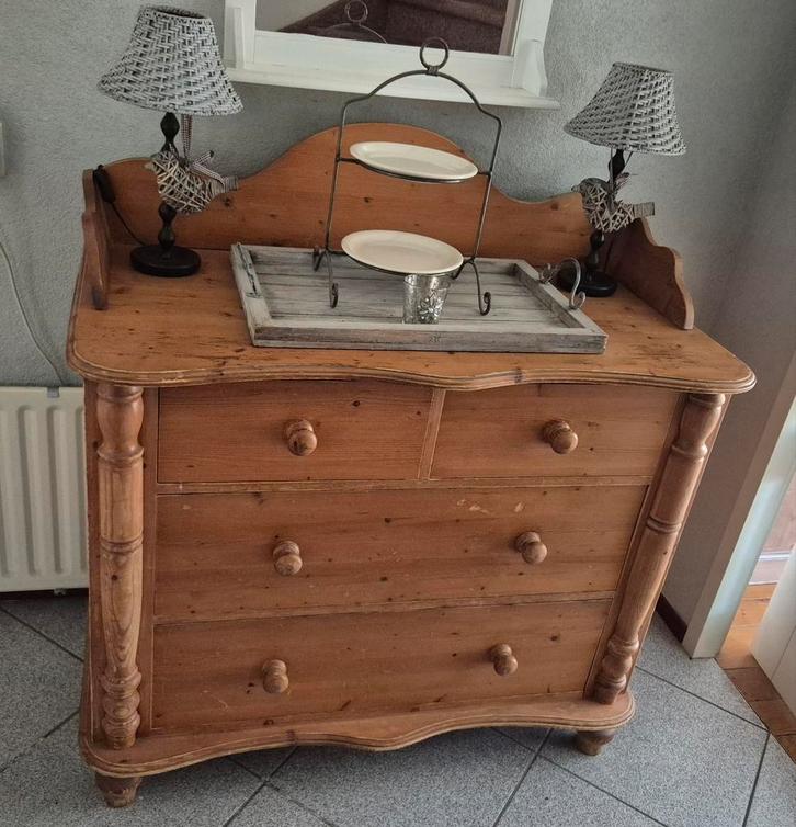 Houten commode met lades, Huis en Inrichting, Kasten | Dressoirs, Gebruikt, 100 tot 150 cm, 50 tot 75 cm, Met lade(s), Grenenhout