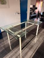 Glazen Uitschuifbare Eettafel - Designbeurs Alkmaar, Ophalen, Gebruikt, 100 tot 150 cm, Glas