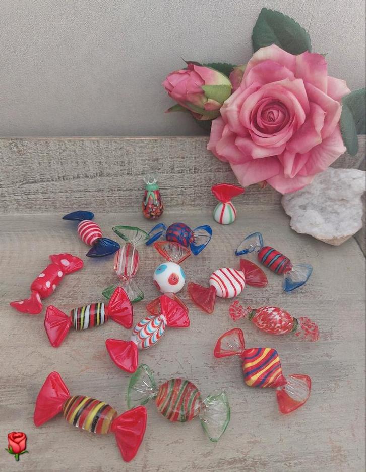 15 Vintage stijl Murano glas snoepjes/candies, Antiek en Kunst, Antiek | Glas en Kristal, Ophalen of Verzenden
