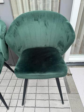 Twee Velvet eetkamerstoelen donkergroen beschikbaar voor biedingen
