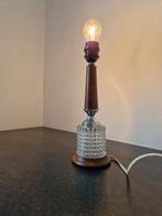 Lampenvoet vintage Orrefors - kristalglas en teak, Ophalen of Verzenden, Zo goed als nieuw, Minder dan 50 cm