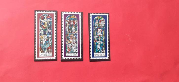 Liechtenstein 1978 Kerst. Glas in lood. serie van 3 zegels, Postzegels en Munten, Postzegels | Europa | Overig, Postfris, Overige landen