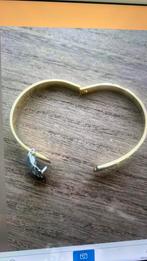 Gouden slavenarmband met 6 strassteentjes verstelbaar, Overige materialen, Nieuw, Ophalen of Verzenden, Goud