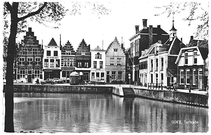 700266	Goes	Zeeland	1966 Turfkade	Gelopen met postzegel, Verzamelen, Ansichtkaarten | Nederland, Gelopen, Zeeland, 1960 tot 1980