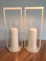 2x Lantaarns met gratis kaars - 51cm, Huis en Inrichting, Woonaccessoires | Kandelaars en Kaarsen, Ophalen, 25 tot 50 cm, Wit