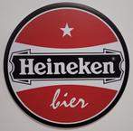 Heineken bier rood oud logo rond reclamebord van metaal deco, Ophalen of Verzenden, Nieuw, Reclamebord, Plaat of Schild, Overige merken