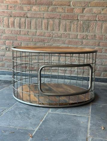 Ronde salontafel 80cm, metaal/hout beschikbaar voor biedingen