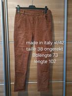 Made in italy broek stretch bruin ribstof 42, Kleding | Dames, Broeken en Pantalons, Ophalen of Verzenden, Zo goed als nieuw, Maat 42/44 (L)