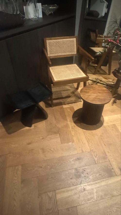 Design bijzettafels, Huis en Inrichting, Tafels | Bijzettafels, Zo goed als nieuw, Rond, Minder dan 45 cm, Minder dan 55 cm, Hout