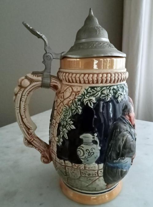 Vintage W. Duitsland Bier Mok met Deksel, Verzamelen, Biermerken, Zo goed als nieuw, Pul(len), Overige merken, Ophalen of Verzenden