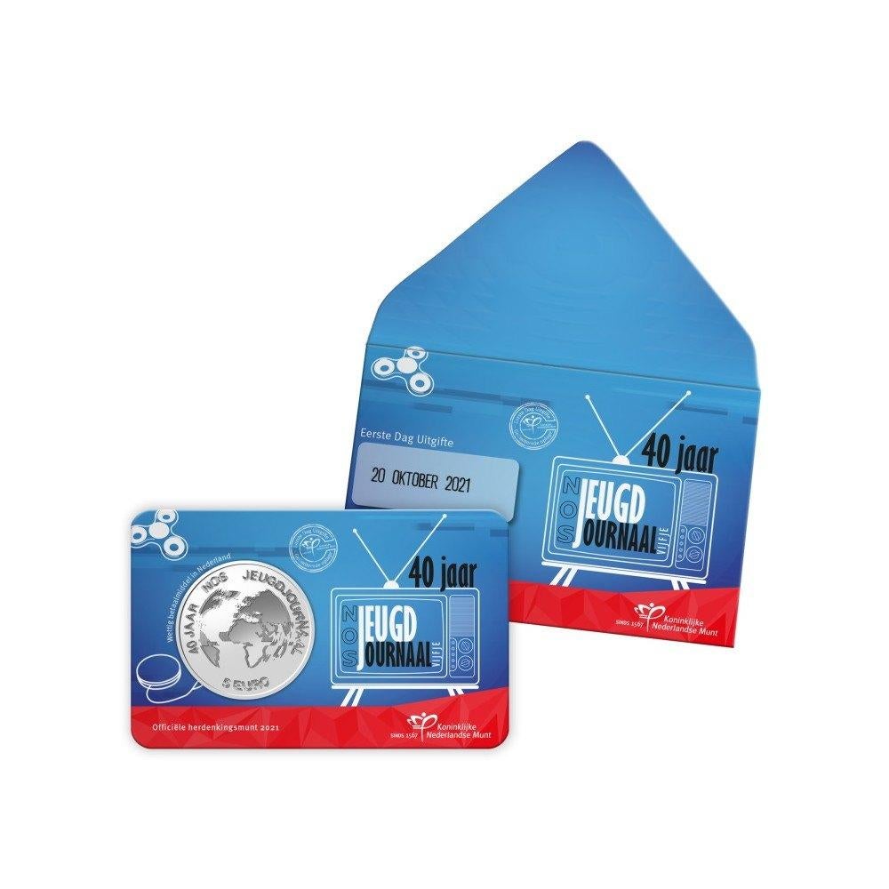 5 euro Nederland 2021 - 1edag uitgifte NOS-Jeugdjournaal UNC, Ophalen of Verzenden, Overige landen, 5 euro, Setje