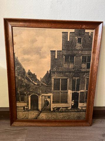 Oude Prent met Houten Lijst beschikbaar voor biedingen