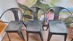 Metalen eetkamer stoelen industrieel 3 stuks, Huis en Inrichting, Stoelen, Ophalen, Zo goed als nieuw, Zwart, Vijf, Zes of meer stoelen