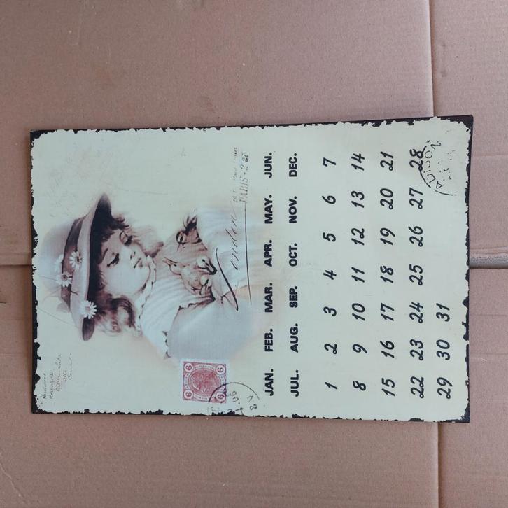 Vintage Wandplaat met Kalender, Huis en Inrichting, Woonaccessoires | Wanddecoraties, Gebruikt, Ophalen