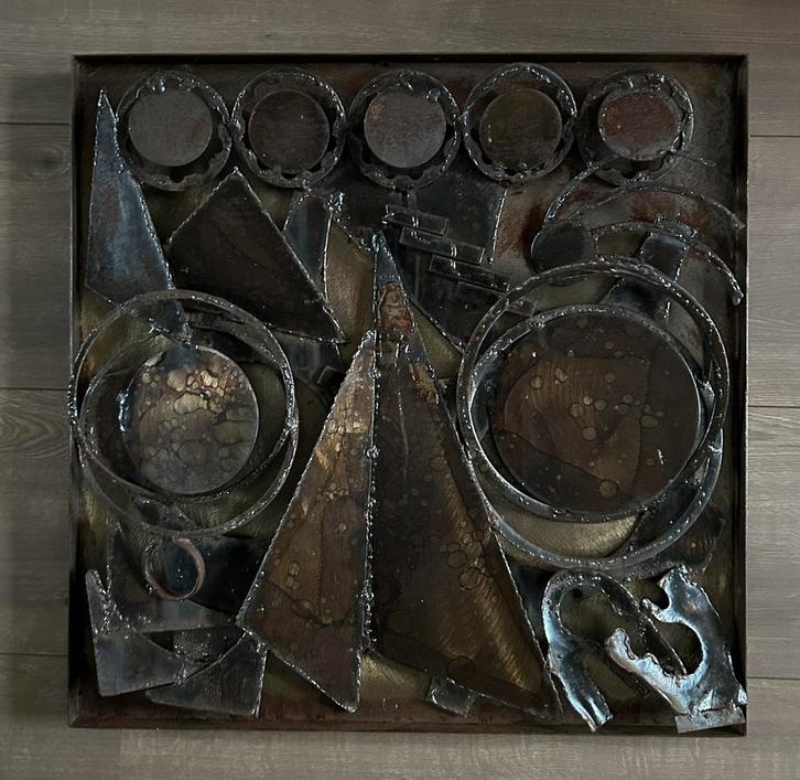 Vintage BRUTALIST metaal sculptuur HENRIK HORST Denmark, Antiek en Kunst, Kunst | Designobjecten, Ophalen