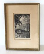 Antieke ets, Reguliersgracht A´dam, M. Langbroek, 1918-1985, Verzenden