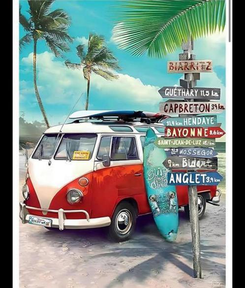 Vintage VW Bus Schilderij - Franse Kust om zelf te maken, Huis en Inrichting, Woonaccessoires | Schilderijen, Tekeningen en Foto's
