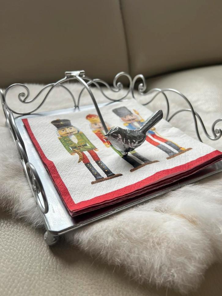 Leuke servethouder zilverkleur metaal met vogeltje, Huis en Inrichting, Keuken | Keukenbenodigdheden, Gebruikt, Ophalen