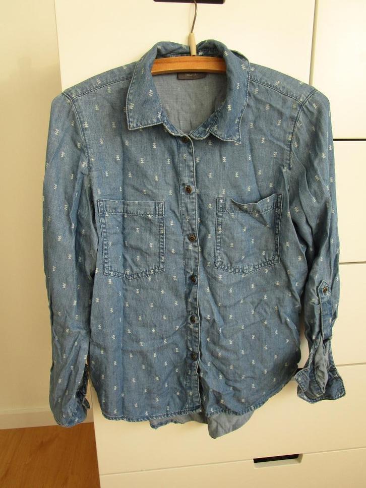 Yessica - spijkerblousje met print - maat 34, Kleding | Dames, Blouses en Tunieken, Zo goed als nieuw, Maat 34 (XS) of kleiner