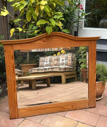Vintage houten spiegel - facet geslepen beschikbaar voor biedingen