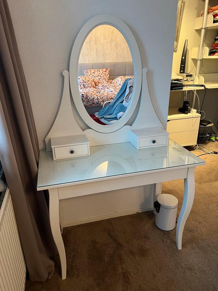 IKEA Hemnes kaptafel met spiegel, Huis en Inrichting, Tafels | Kaptafels, Gebruikt, 100 tot 150 cm, 50 tot 100 cm, Hout, Ophalen