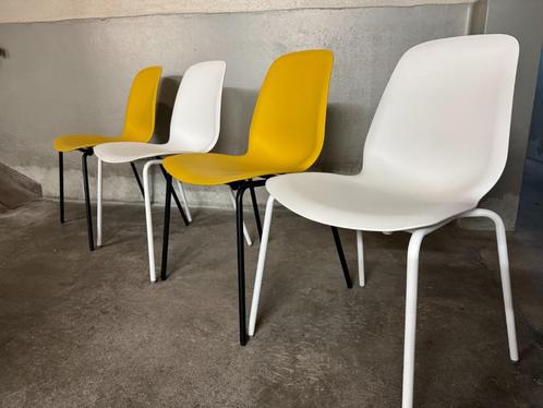 IKEA LIDÅS eetkamerstoelen wit & geel — set van 8, Huis en Inrichting, Stoelen, Zo goed als nieuw, Vijf, Zes of meer stoelen, Kunststof