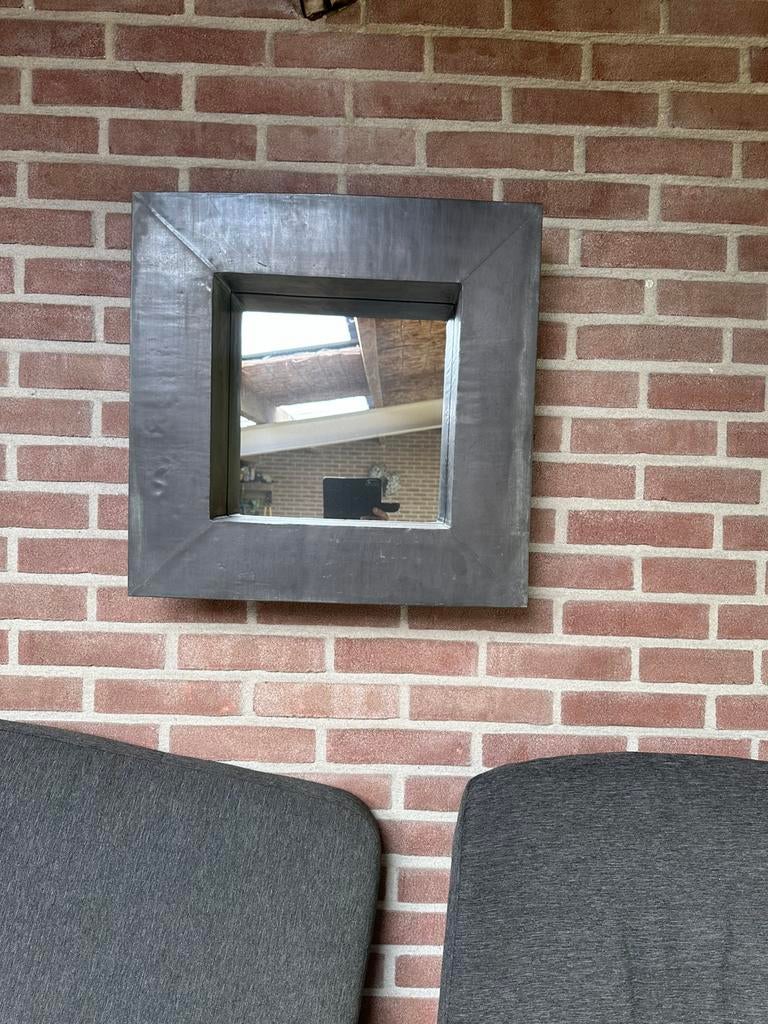 Spiegel met loden frame/lijst, Vierkant, Ophalen of Verzenden, Zo goed als nieuw, Minder dan 100 cm