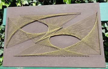 Prachtig vintage STRINGART design spijkers draad 45 x 70 cm beschikbaar voor biedingen
