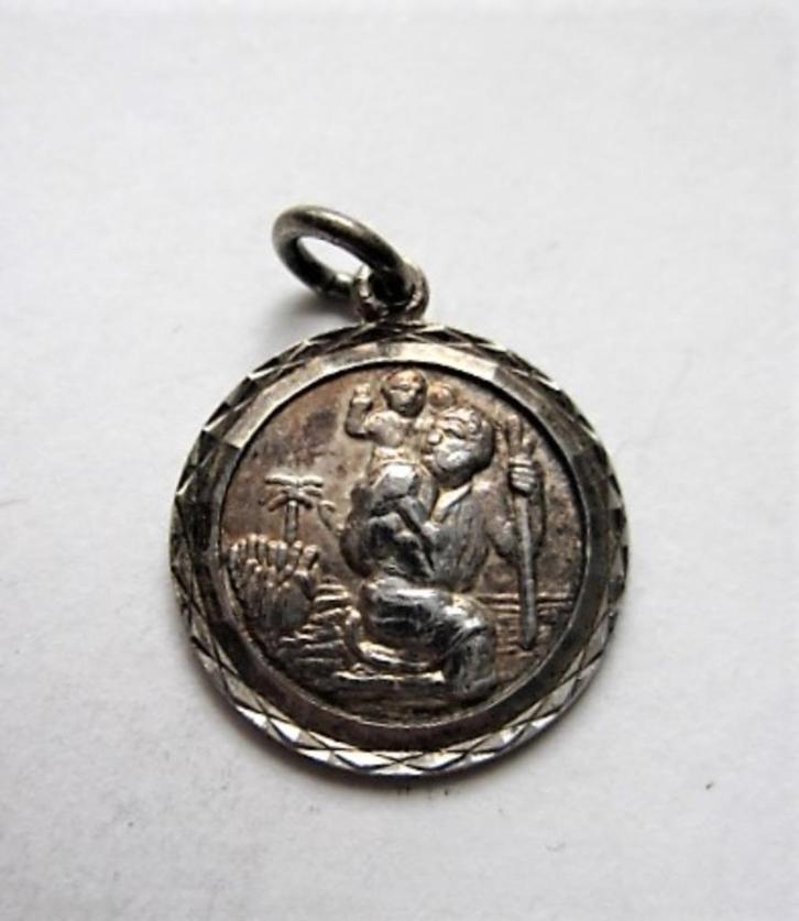 Zilveren hanger Sint Christoffel (8043-29), Antiek en Kunst, Antiek | Religie, Ophalen