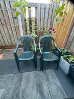 2 groene Panther tuinstoelen, Kunststof, Gebruikt, Twee, Overige kleuren