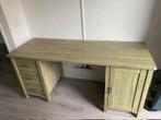 Eiken look bureau met opbergruimte 160cm, Zo goed als nieuw, Ophalen