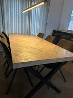 WOOOD Mangohout Visgraat Tafel - Zo Goed Als Nieuw!, Huis en Inrichting, Ophalen, Eikenhout, 50 tot 100 cm, Zo goed als nieuw