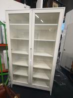 Witte kast met Glazen Deuren, Ophalen, Gebruikt, 50 tot 100 cm, Glas