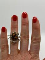 S395 Prachtige zilveren ring tijgeroog maat 16,5, Sieraden, Tassen en Uiterlijk, Antieke sieraden, Ophalen of Verzenden, Zilver