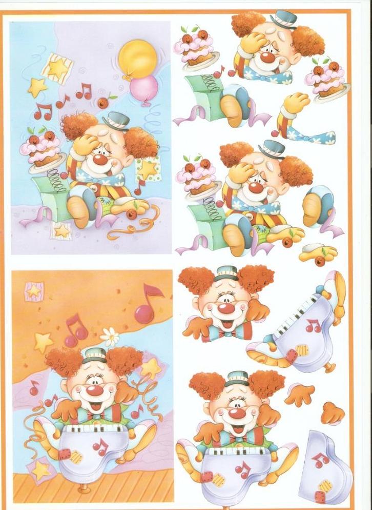 b41a knipvel kind clown muziek piano doosjes, Hobby en Vrije tijd, Kaarten | Zelf maken, Nieuw, Knipvel, Kind, Ophalen of Verzenden