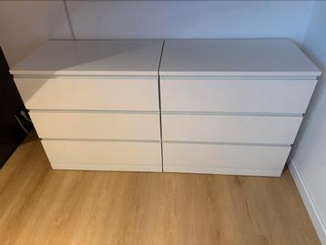 Malm  2 losse Ladekasten hoogglans wit.