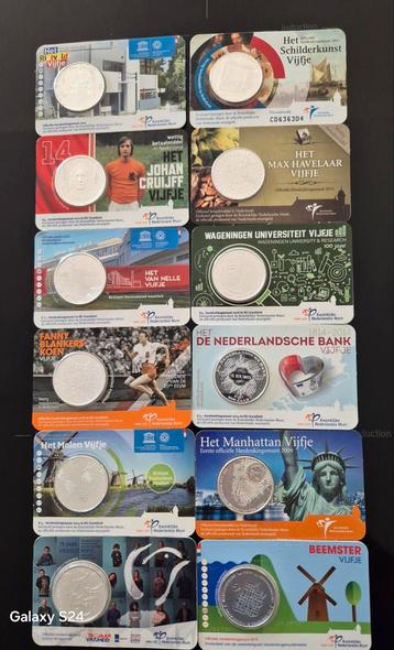 Coincards € 5 zwaar verzilverd BU/UNC diverse jaren 37 stuks beschikbaar voor biedingen