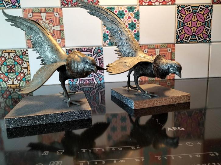 Vintage Bronzen Fazanten Paar, Antiek en Kunst, Antiek | Koper en Brons, Ophalen of Verzenden