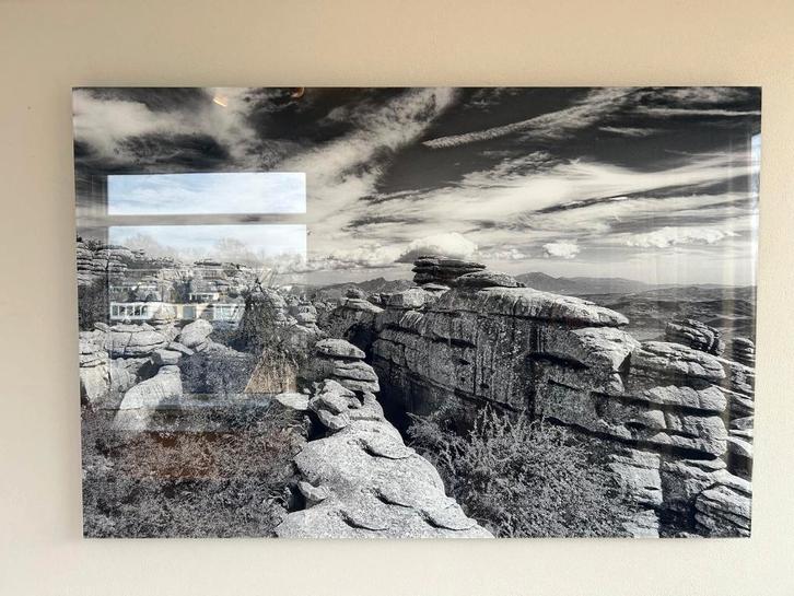 Zwart wit foto El Torcal Spanje op acrylglas 120 x 80 cm, Huis en Inrichting, Woonaccessoires | Schilderijen, Tekeningen en Foto's