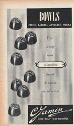 Retro reclame 1963 Jamin chocolade bonbons bowls, Verzenden, Overige typen