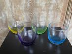 4 x vintage gekleurde kristallen glazen / drinkglazen., Ophalen of Verzenden, Waterglas, Zo goed als nieuw