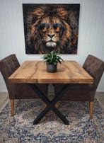 Robuuste eetkamertafel van eikenhout 100x95 cm, nieuw, Ophalen, 50 tot 100 cm, 50 tot 100 cm, Eikenhout