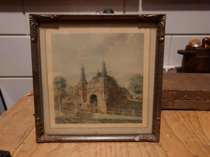 Oude Ingelijste Prent, Antiek en Kunst, Kunst | Tekeningen en Foto's, Ophalen of Verzenden