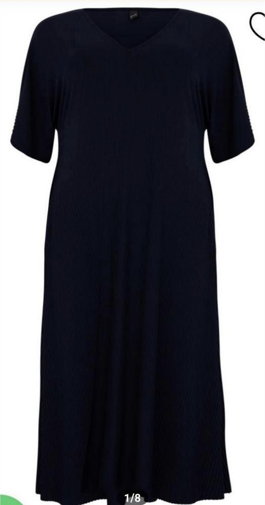 ZGAN stretchy navy plissé A-lijn jurk YOEK M 46/48/50, Kleding | Dames, Grote Maten, Zo goed als nieuw, Jurk, Rood, Verzenden