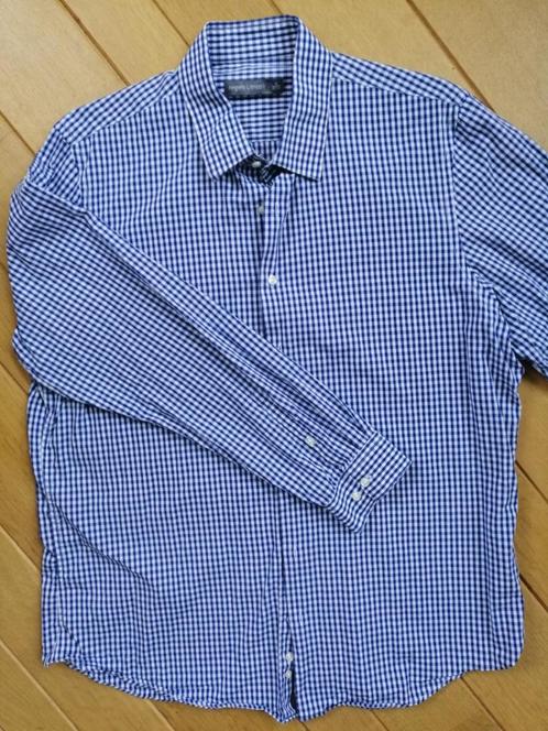 ANGELO LITRICO bloes overhemd blauw wit ruit maat XL, Kleding | Heren, Overhemden, Zo goed als nieuw, Halswijdte 43/44 (XL), Blauw